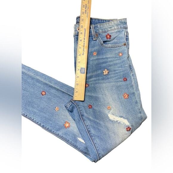 Women's - Lucky Brand Bridgette Floral Embroidered Distressed Skinny Jeans, SZ 6 - Picture 4 of 9
